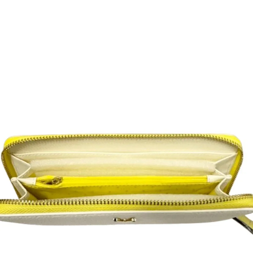 NWT Vanessa Williams White Wallet with Yellow trim